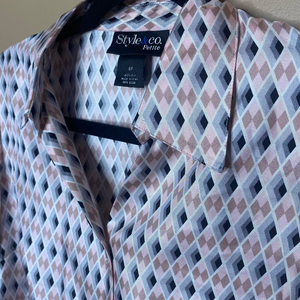 100% Silk Classy Button Down Blouse - image 3